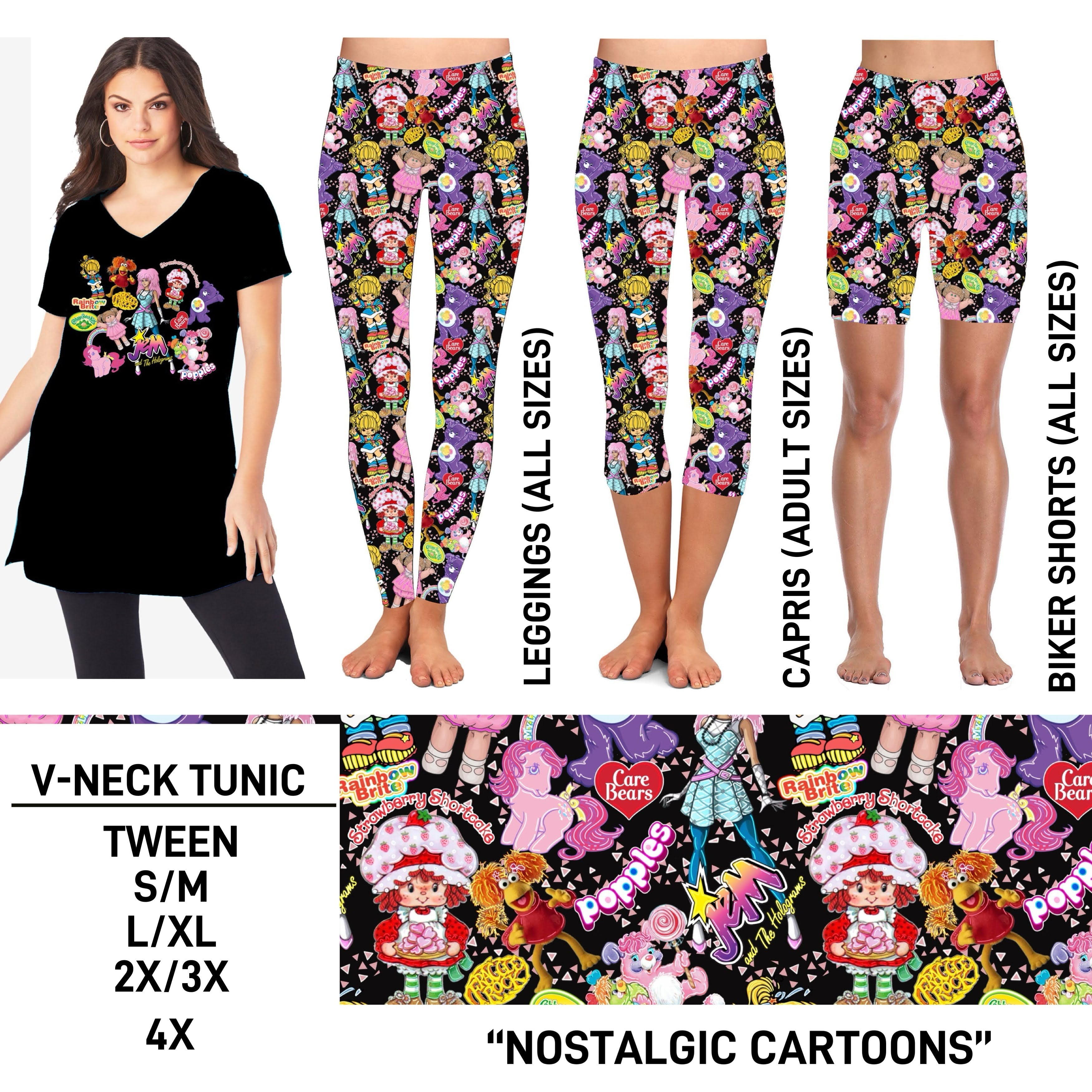 TS2N - Nostalgic Cartoons V-Neck Tunic - Preorder ETA: Mid-Feb