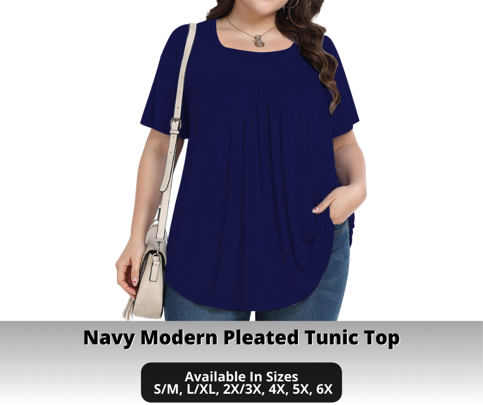 Preorder! Closes 10/30. ETA Jan. Navy Modern Pleated Tunic Top