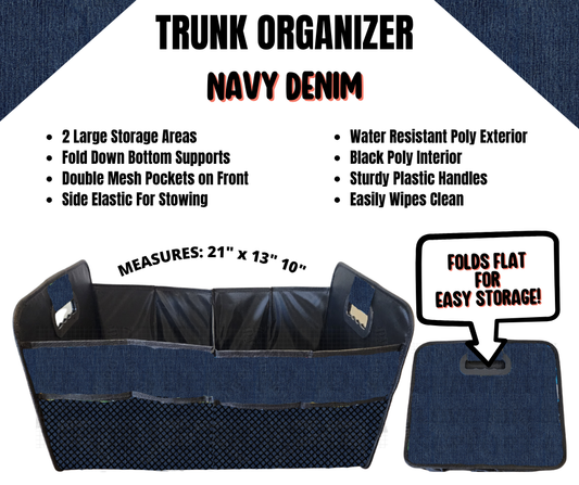 Navy Denim Trunk Organizer