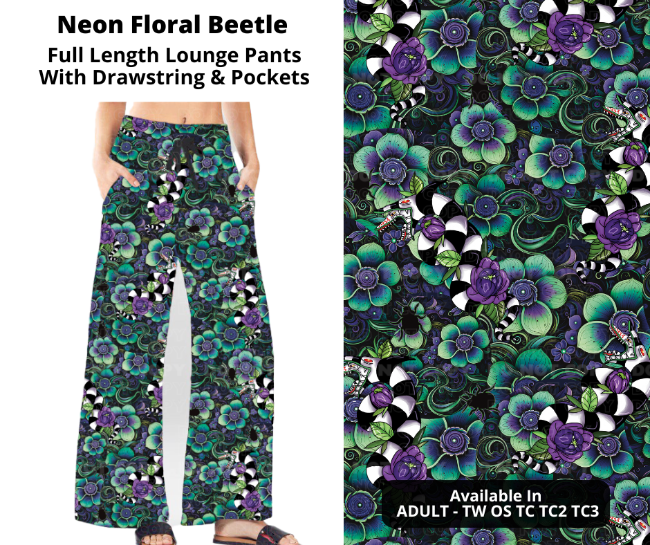 Neon Floral Beetle Full Length Lounge Pants