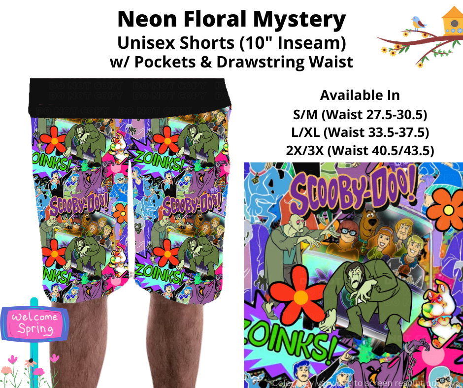 Preorder! Closes 1/22. ETA April. Neon Floral Mystery Unisex Shorts