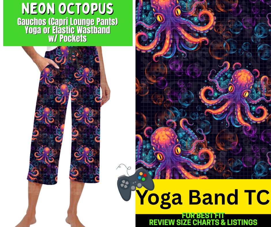Neon Octopus Capri Gauchos