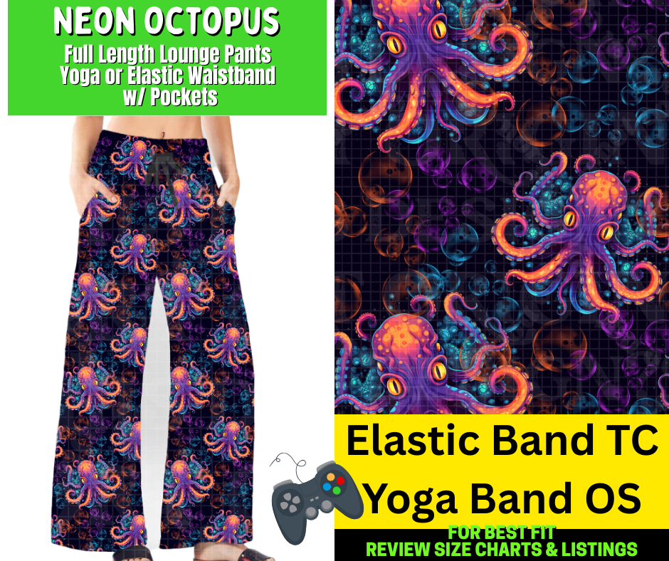Neon Octopus Full Length Lounge Pants