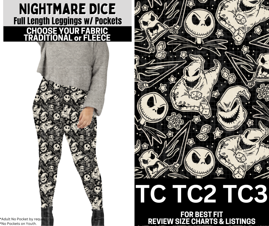 Nightmare Dice Leggings Choose Fleece or Traditional