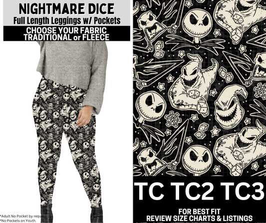 Nightmare Dice Leggings Choose Fleece or Traditional