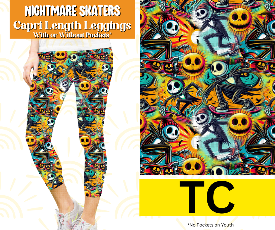 Nightmare Skaters Capri Length Leggings w/ Pockets