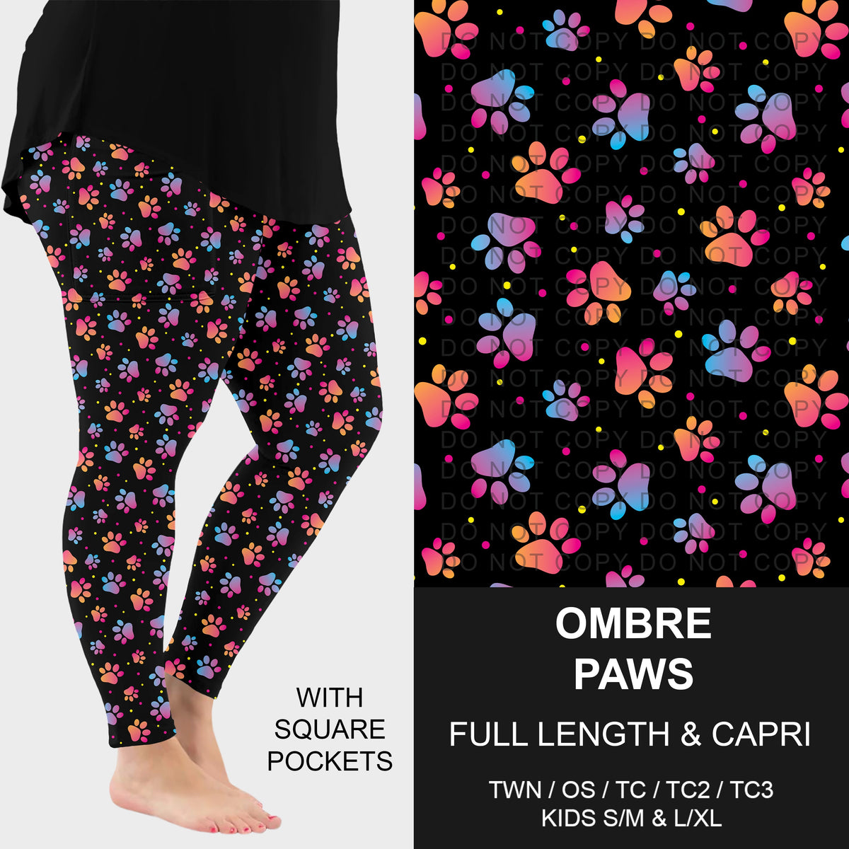 B314 - Preorder Ombre Paws Leggings w/ Pockets (Closes 9/27. ETA: late Nov.)