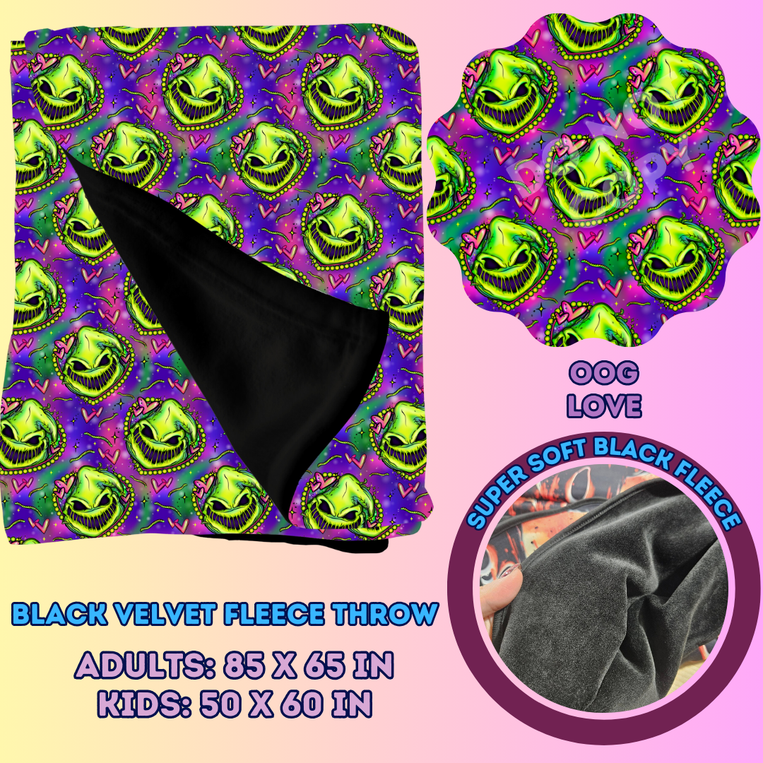 OOG LOVE - SOFT BLACK FLEECE THROWS 7 - PREORDER CLOSING 1/13