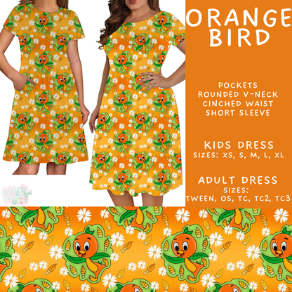 Batch #585 - Magical Faves 24 - Closes 9/14 - ETA mid Nov - Orange Bird Adult & Kids Dresses