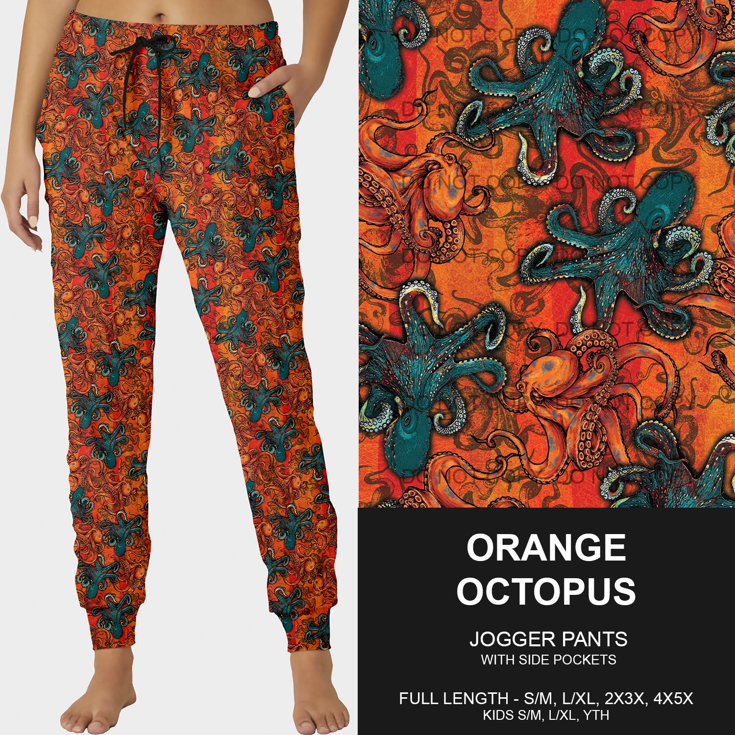 B190 - Preorder Orange Octopus Joggers (Closes 10/27. ETA late Dec.)