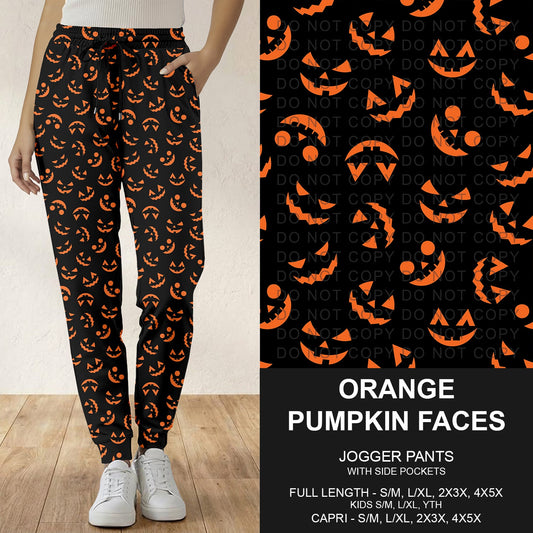 B295 - Preorder Orange Pumpkin Faces Joggers (Closes 6/14. ETA: late Aug.)