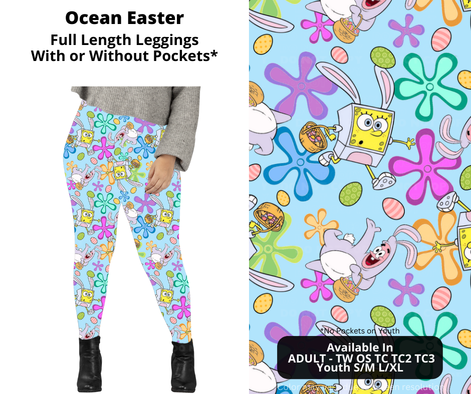 Preorder! Closes 1/20. ETA April. Ocean Easter Full Length Leggings w/wo Pockets