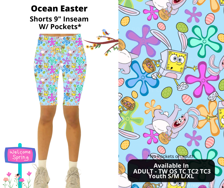 Preorder! Closes 1/20. ETA April. Ocean Easter 9" Inseam Shorts w/wo Pockets