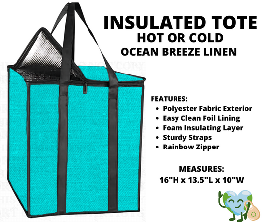 Ocean Breeze Linen Insulated Tote
