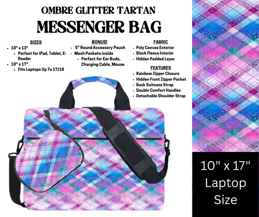 Ombre Glitter Tartan Messenger Bag