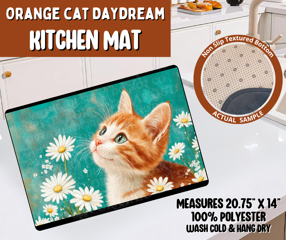Preorder! Closes 10/19. ETA Jan. Orange Cat Daydream Kitchen Mat