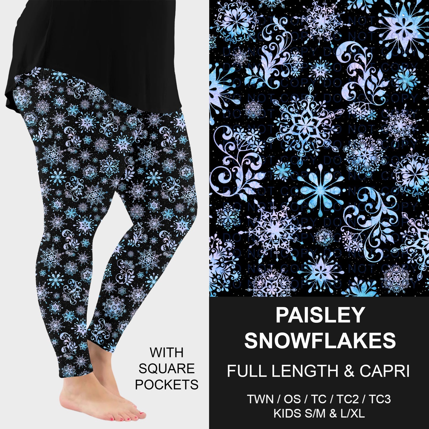 B312 - Preorder Paisley Snowflakes Leggings w/ Pockets (Closes 9/13. ETA: mid Nov.)