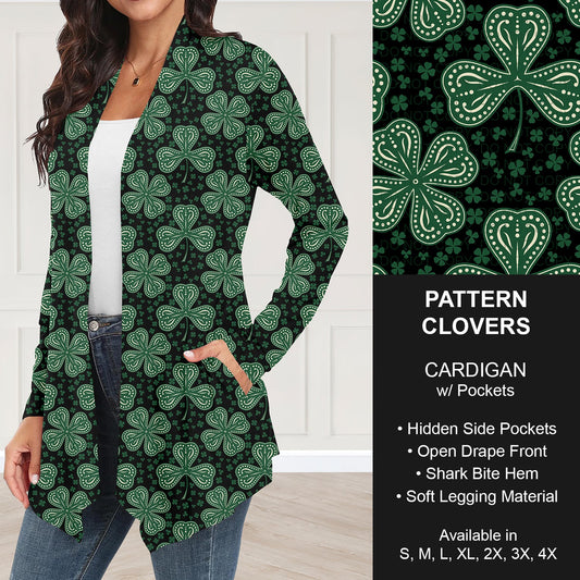 B268 - Preorder Pattern Clovers Cardigan w/ Pockets (Closes 12/28. ETA: mid Feb.)