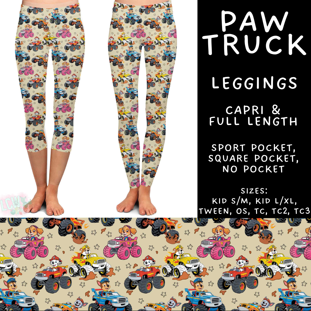Batch #586 - Cool Characters 18 - Closes 9/16 - ETA mid Nov - Paw Truck Full and Capri Length Leggings