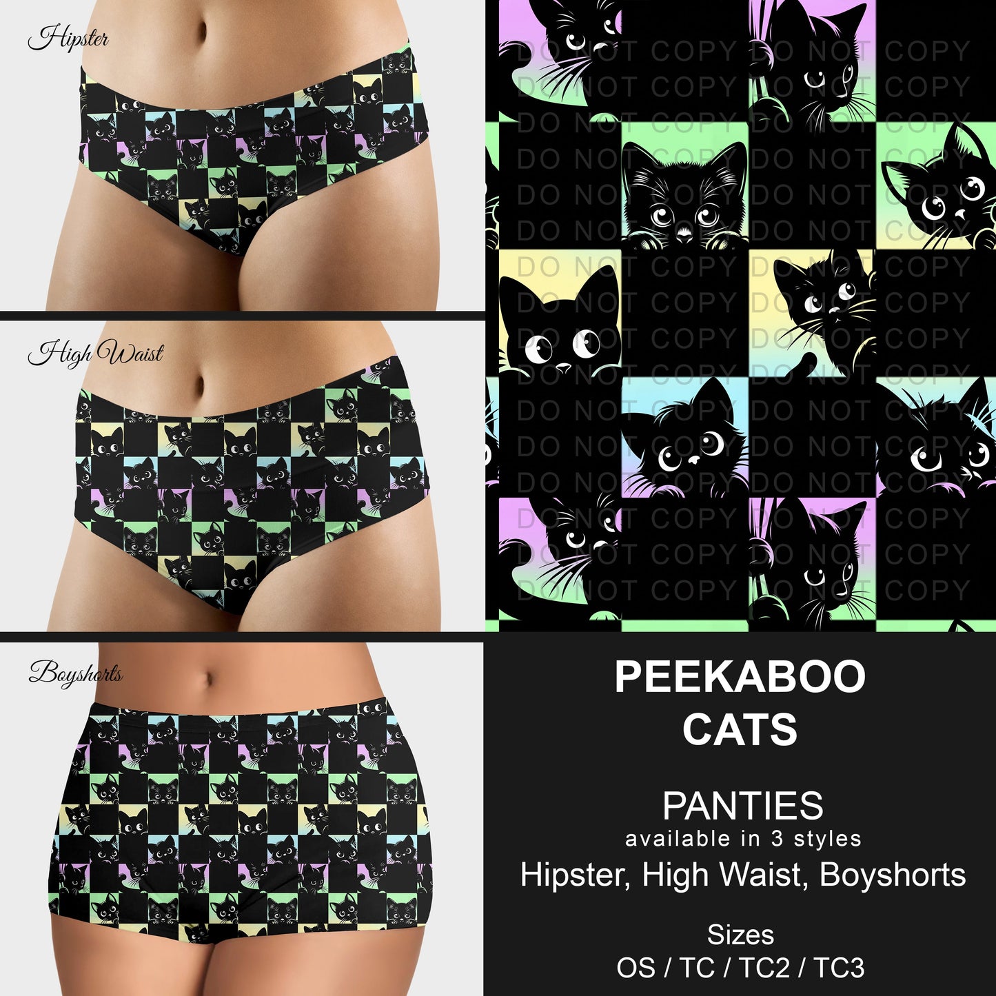B306 - Preorder Peekaboo Cats Panties (Closes 8/07. ETA mid October)