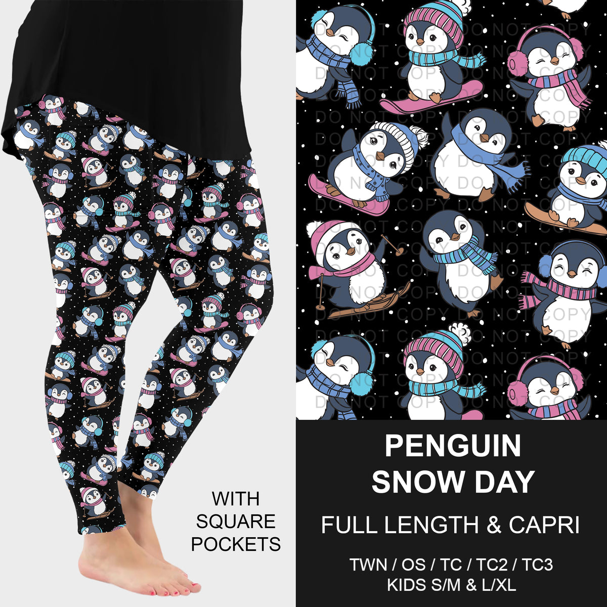 B317 - Preorder Penguin Snow Day Leggings w/ Pockets (Closes 10/18. ETA: late Dec.)
