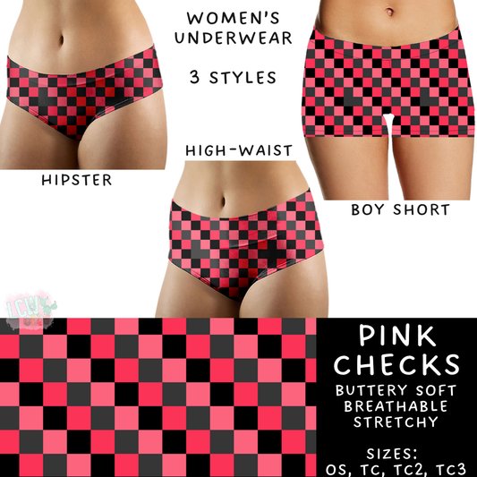 Batch #612 - Valentine's Matching Underwear - Closes 11/11 - ETA mid Jan - Pink Checks Women's Underwear