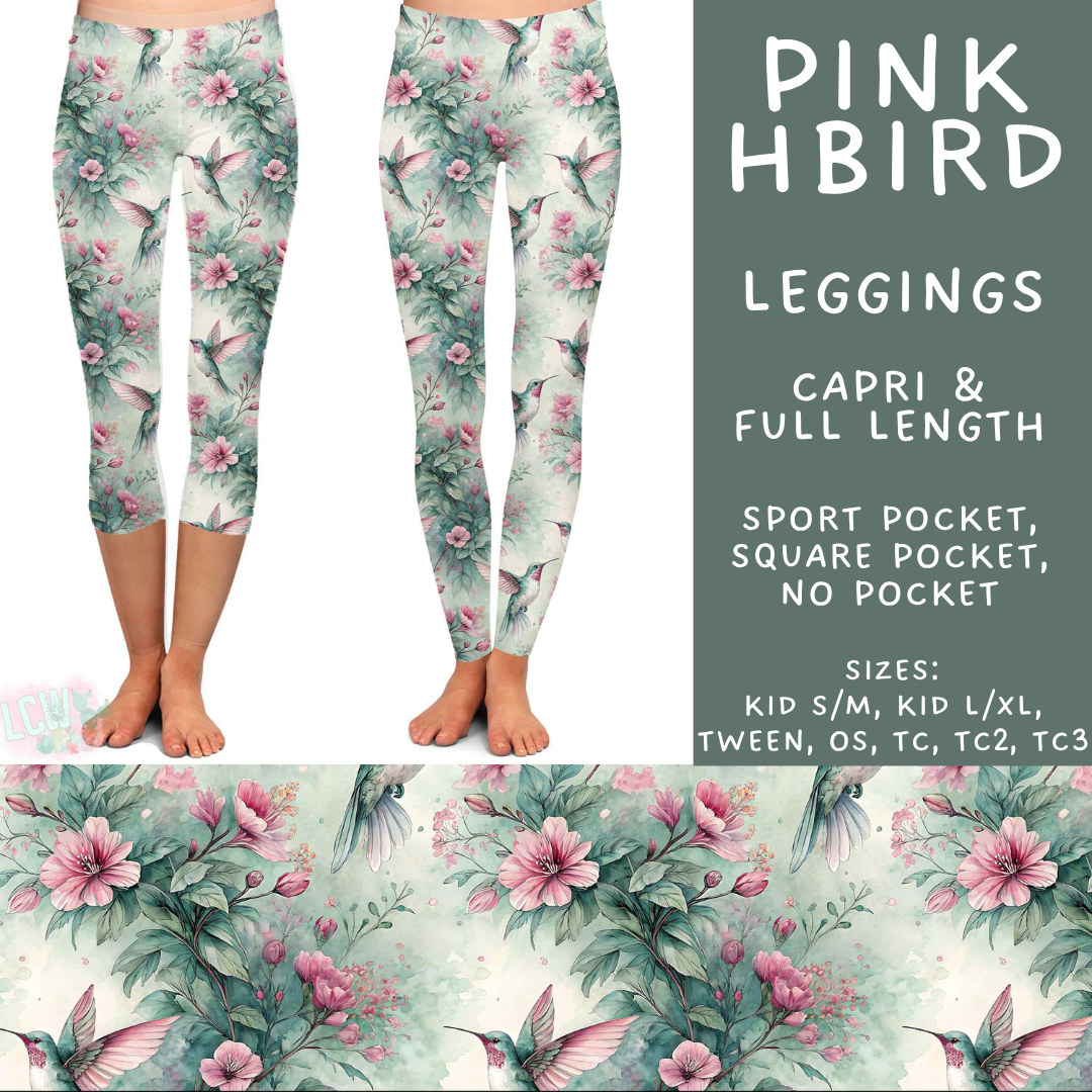 Batch #607 - Fun Run 28 - Closes 11/2 - ETA early Jan - Pink HBird Full and Capri Length Leggings