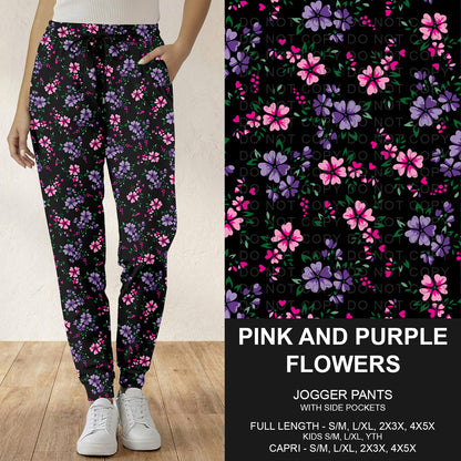 B292 - Preorder Pink and Purple Flowers Joggers (Closes 5/24. ETA: late July)