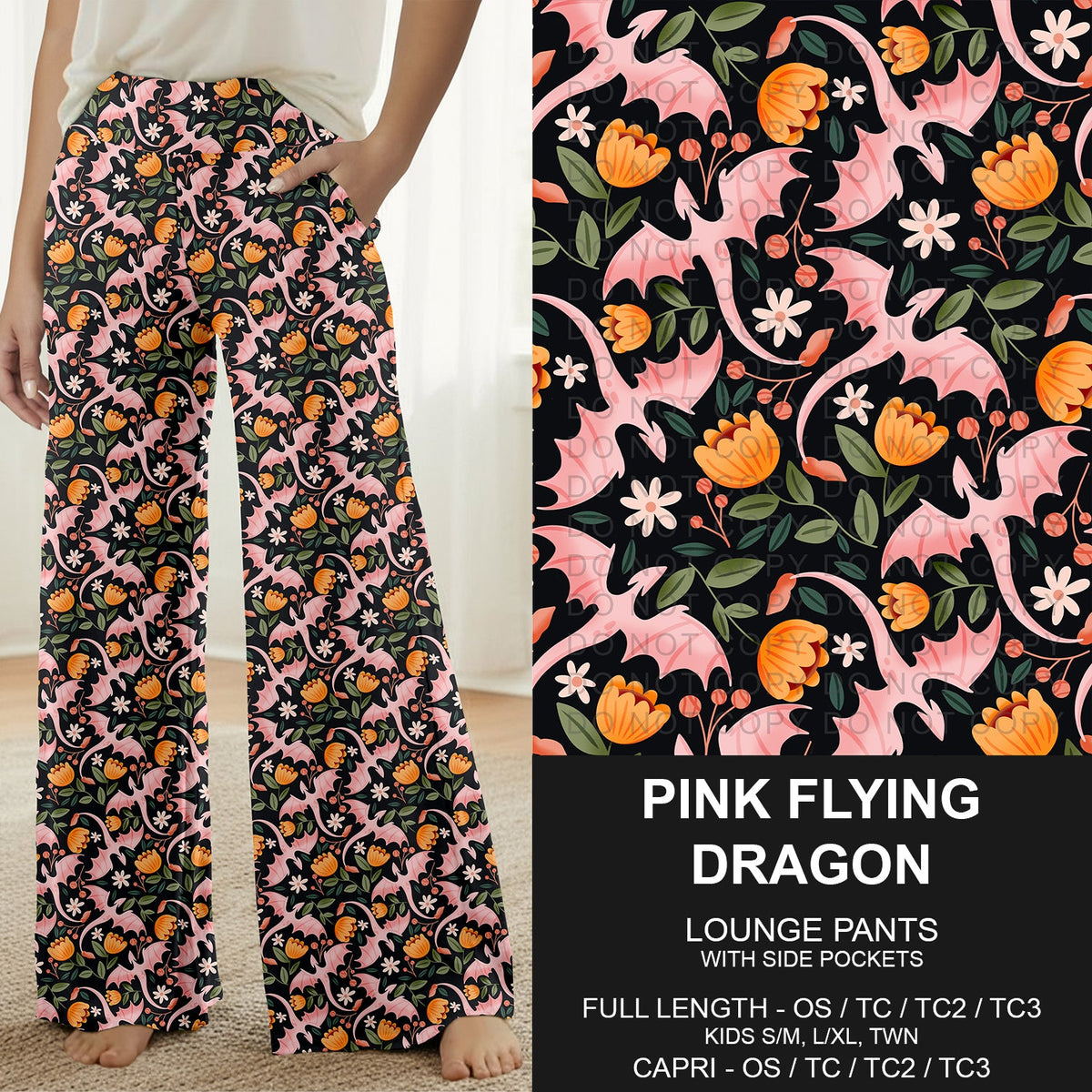 B319 - Preorder Pink Flying Dragon Lounge Pants (Closes 11/01. ETA: early Jan.)