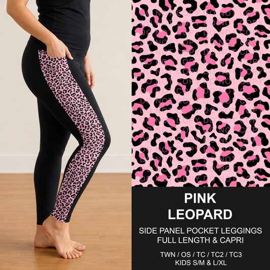 B300 - Preorder Pink Leopard Side Panel Pocket Leggings (Closes 7/15. ETA: mid Sept.)