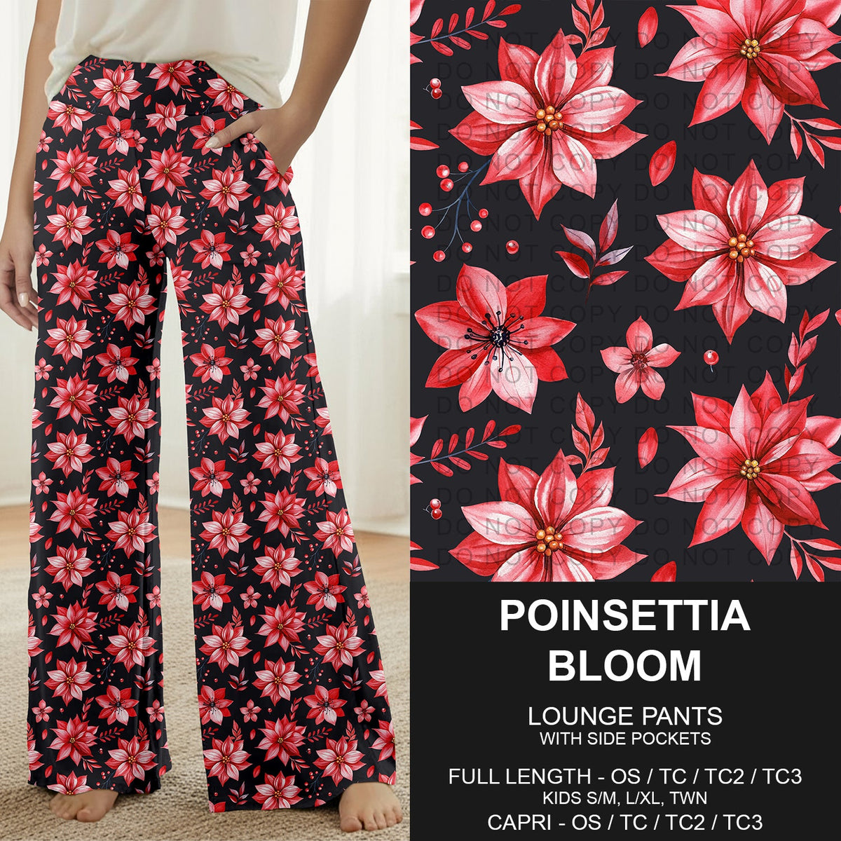 B315 - Preorder Poinsettia Bloom Lounge Pants (Closes 10/04. ETA: early Dec.)