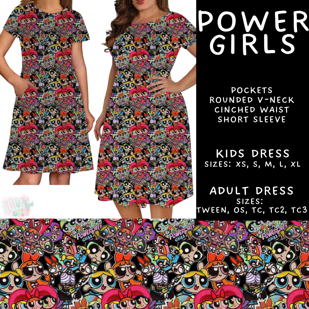 Batch #586 - Cool Characters 18 - Closes 9/16 - ETA mid Nov - Power Girls Adult & Kids Dresses