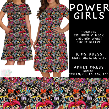 Batch #586 - Cool Characters 18 - Closes 9/16 - ETA mid Nov - Power Girls Adult & Kids Dresses