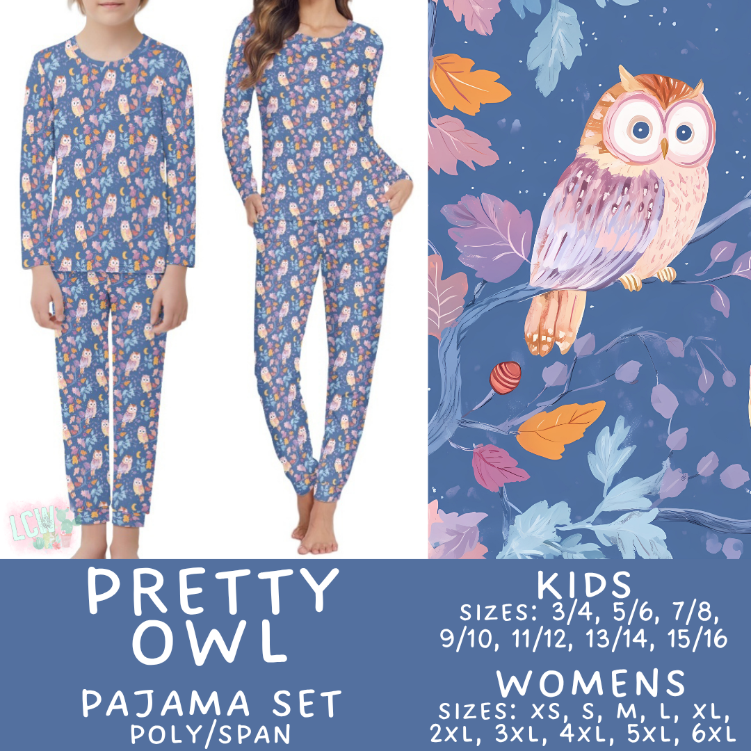 Batch #587 - Family Pajamas 2 - Closes 9/18 - ETA mid Nov - Pretty Owl Women's & Kid's Pajama Sets