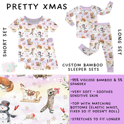 Batch #593 - Little Dreamers Christmas 3 - Closes 10/2 - ETA late Nov - Pretty Xmas Bamboo Short and Long Sleeper Set