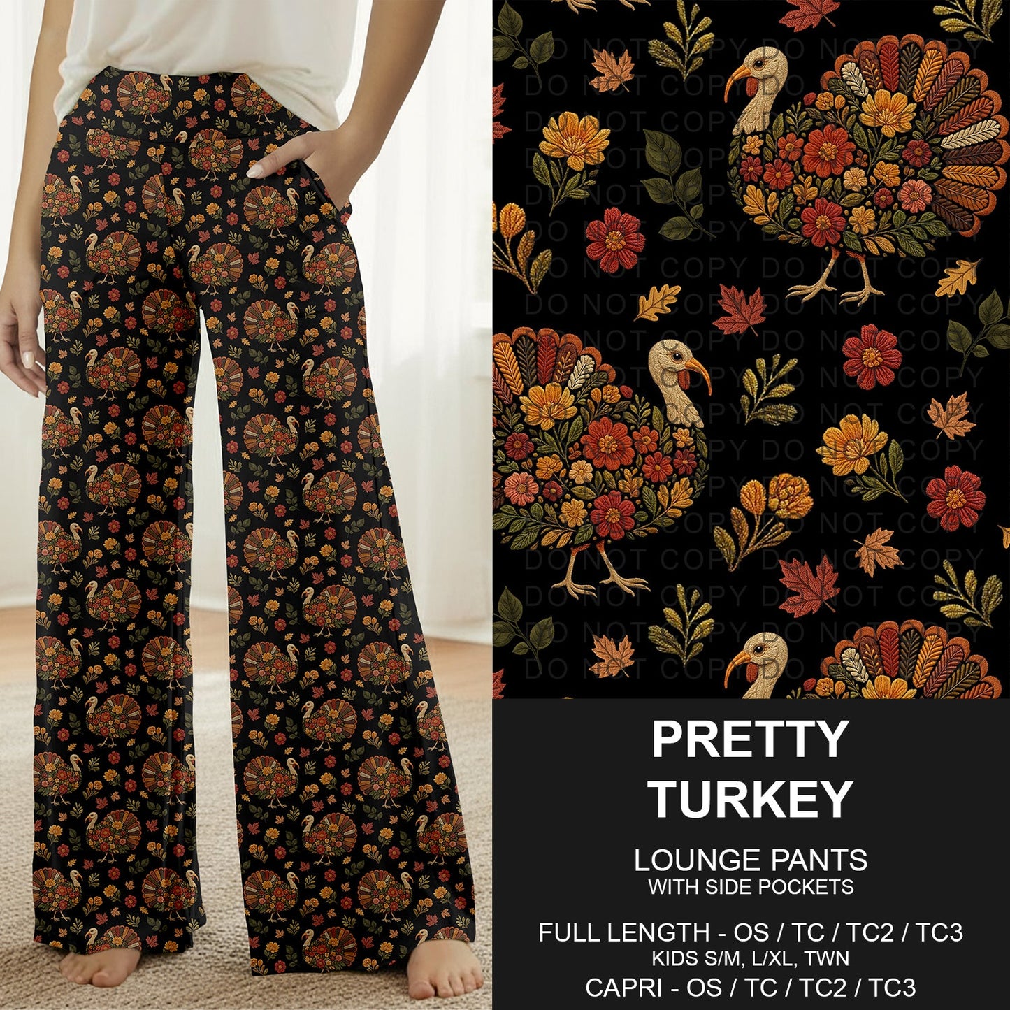 B308 - Preorder Pretty Turkey Lounge Pants (Closes 8/16. ETA: late Oct.)