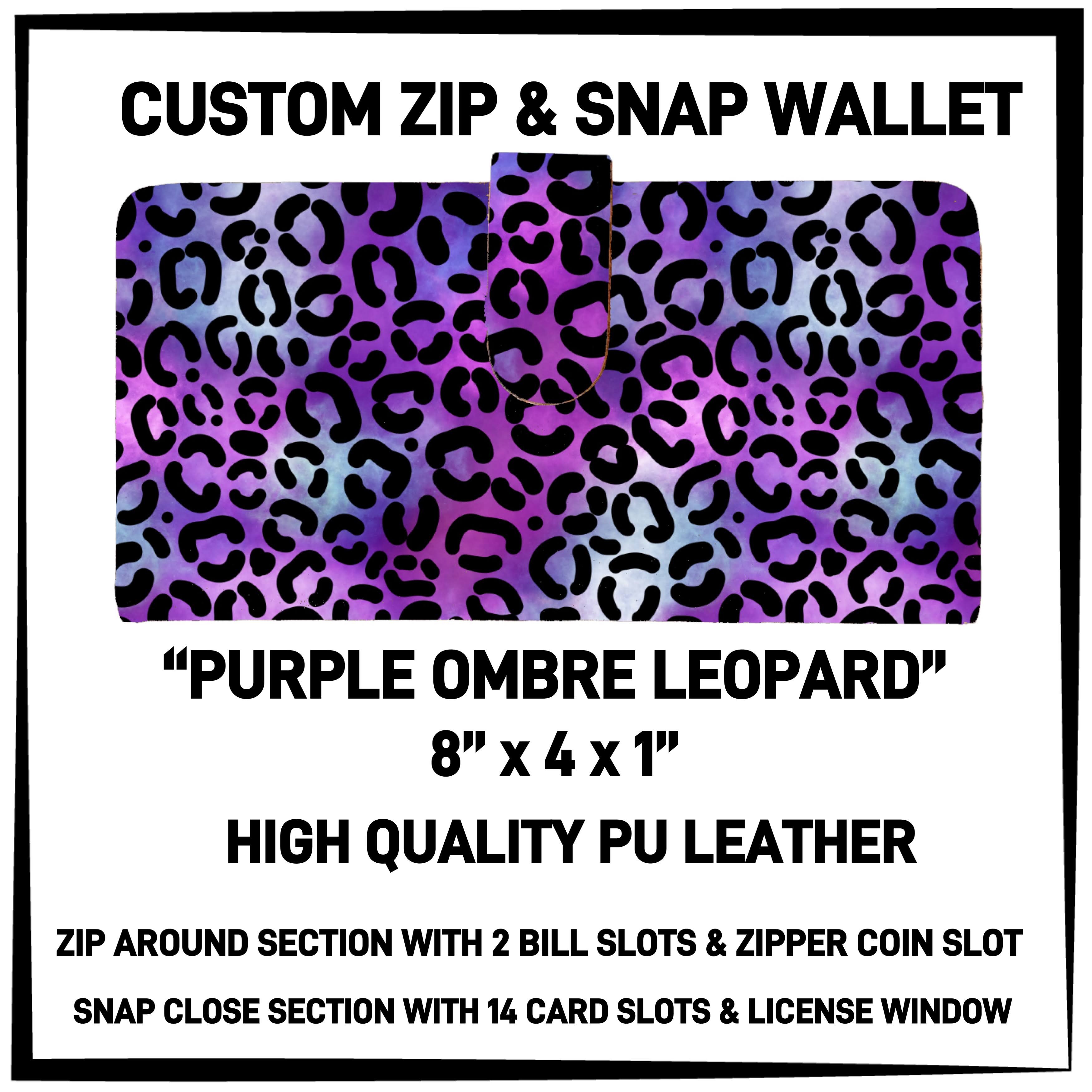 ZW2B - Purple Ombre Leopard Zip & Snap Wallet - Preorder ETA: Mid-Nov