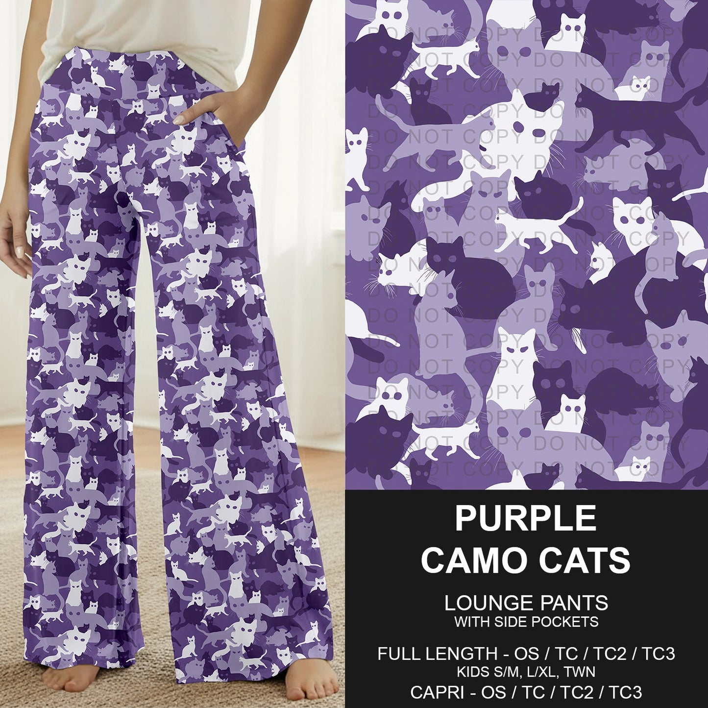 B310 - Preorder Purple Camo Cats Lounge Pants (Closes 8/30. ETA: late Oct.)