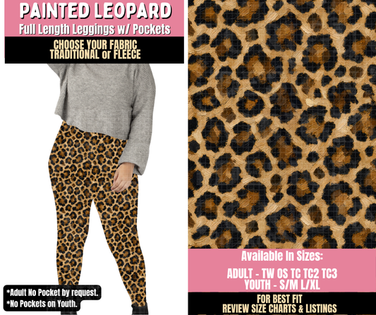 Preorder! Closes 10/15. ETA Jan. Painted Leopard Leggings Choose Fleece or Traditional