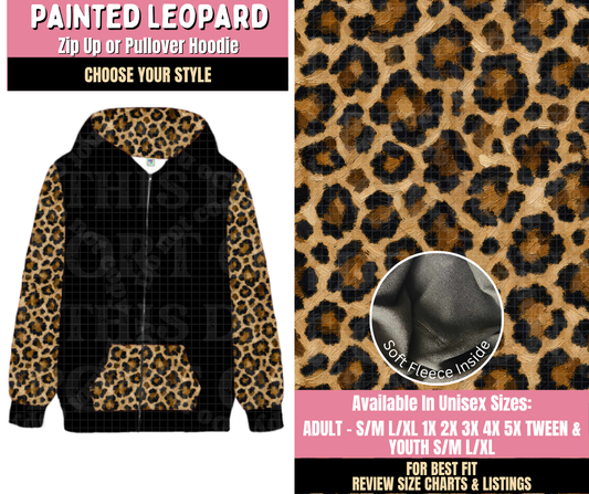 Preorder! Closes 10/15. ETA Jan. Painted Leopard Zip-Up or Pullover Hoodie