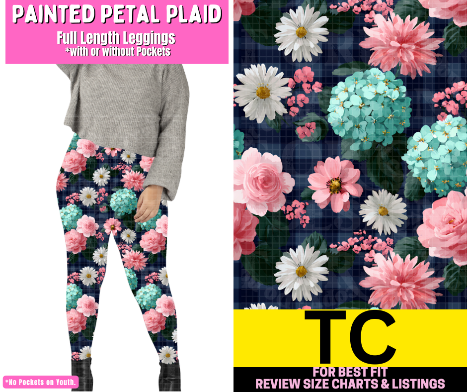 Painted Petal Plaid Full Length Leggings w/ Pockets