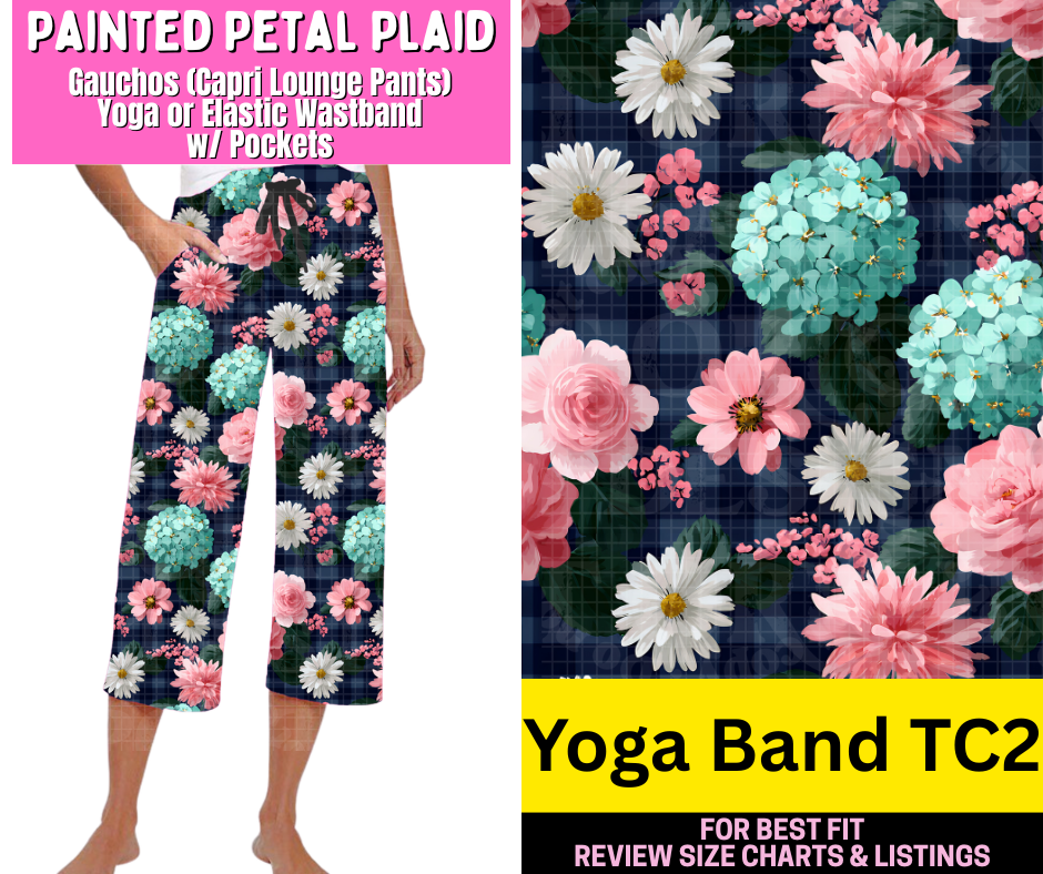 Painted Petal Plaid Capri Gauchos