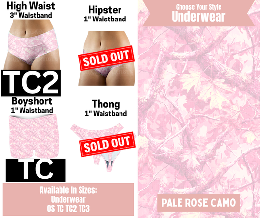 Pale Rose Camo High Waist, Boyshort Underwear