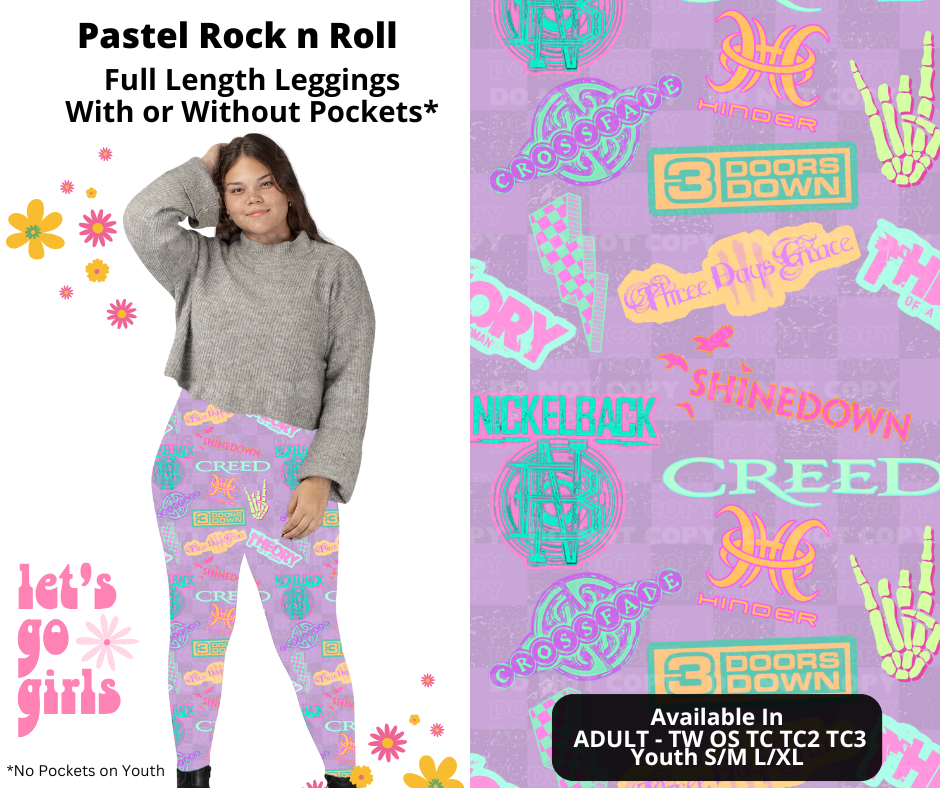 Preorder! Closes 12/16. ETA Feb. Pastel Rock n Roll Full Length Leggings w/wo Pockets