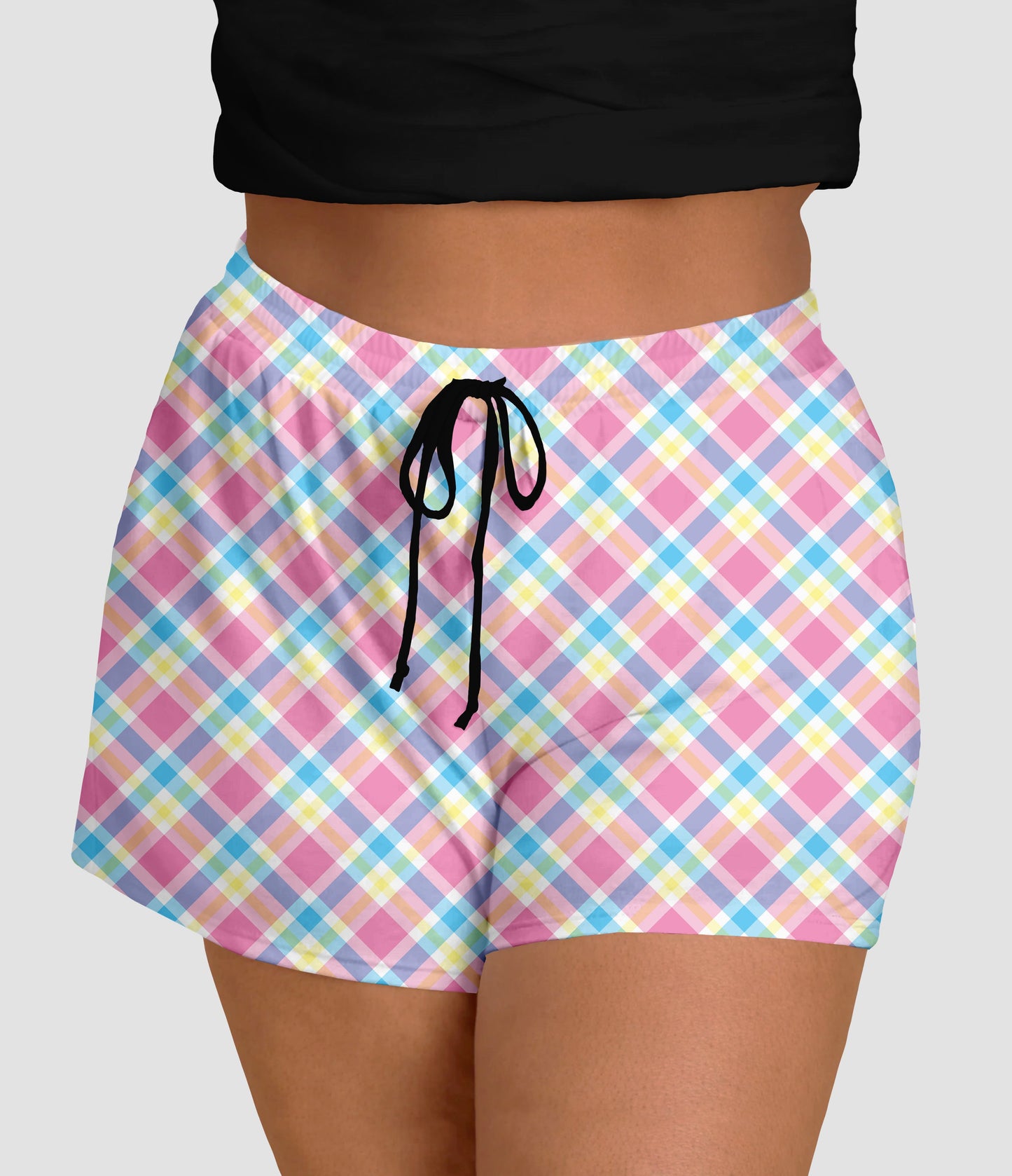 RTS - Pastel Plaid Jogger Shorts