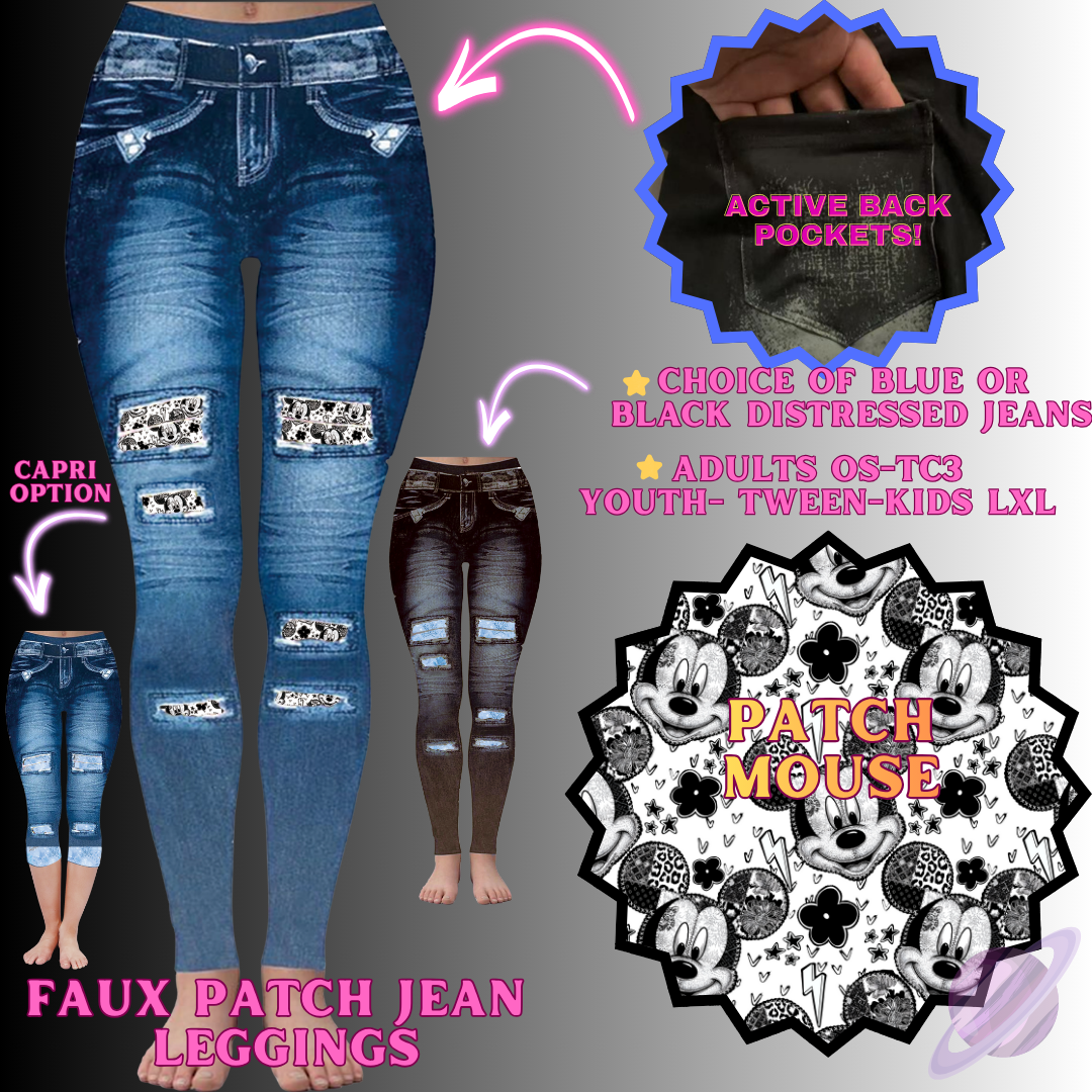 PATCH MOUSE-FAUX JEAN LEGGING-PREORDER CLOSING 12/2