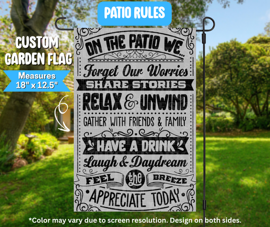 Patio Rules Garden Flag