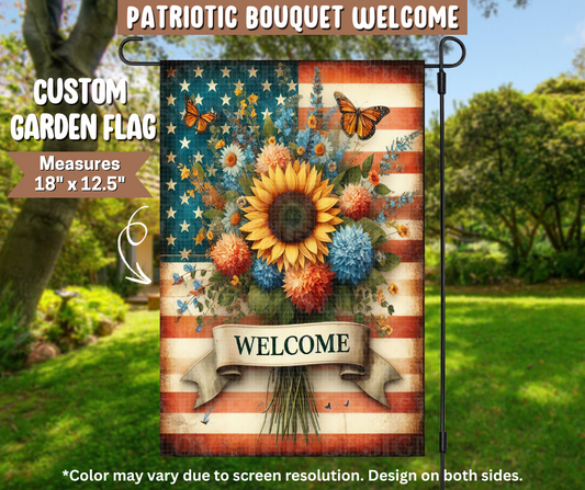 Patriotic Bouquet Welcome Garden Flag