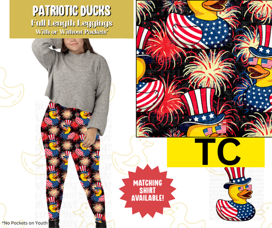 Patriotic Ducks Full Length Leggings w/ Pockets