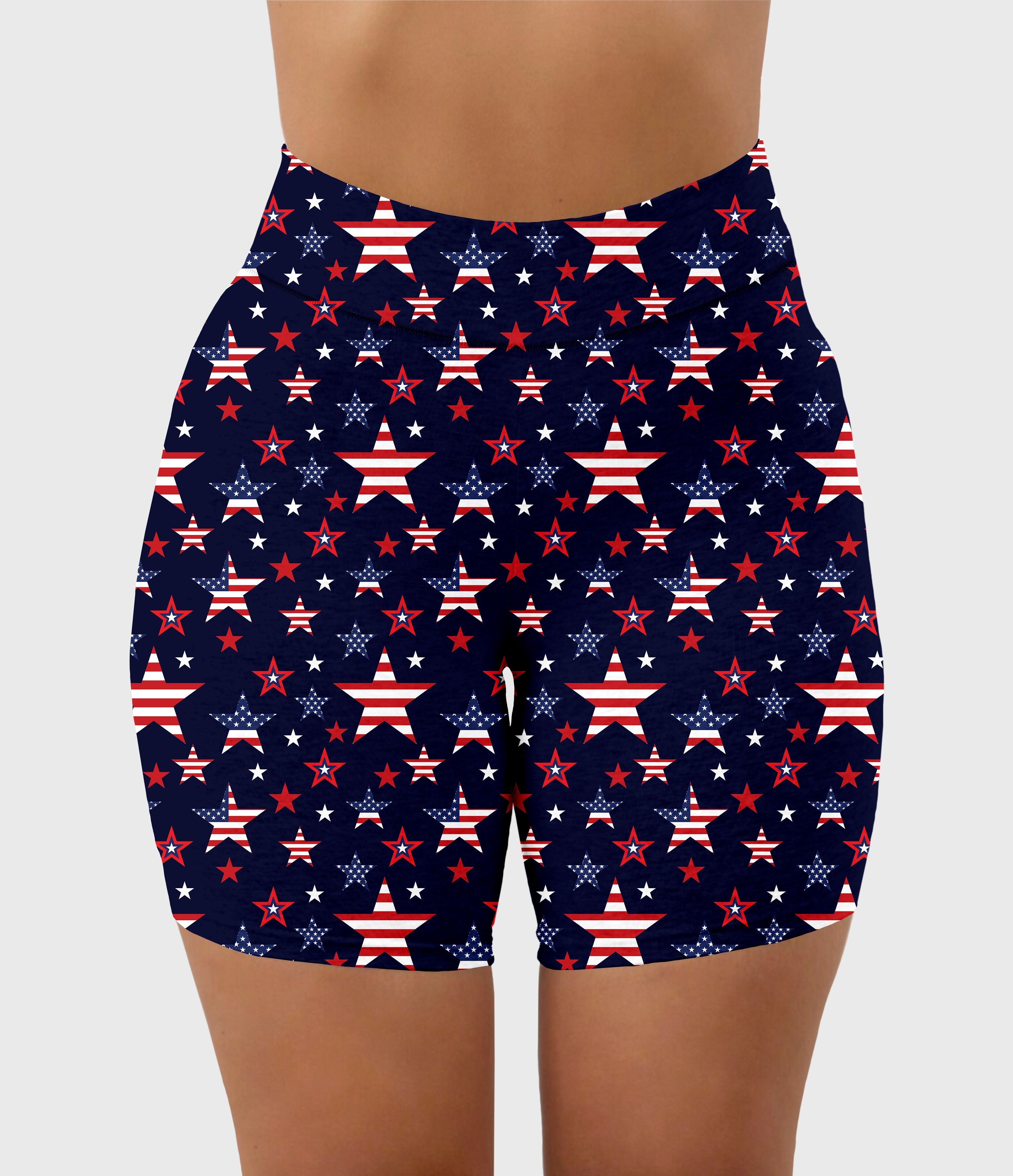 RTS - Patriotic Stars Biker Shorts